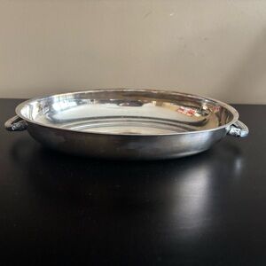 Source Unknown Silver Oval Serving Platter with Handles